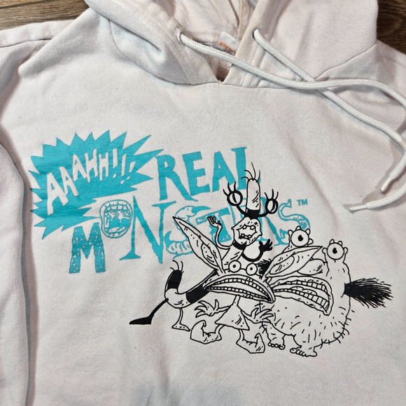 Nickelodeon Hoodie Mens L White Rugrats Rocko Real Monsters 90s Cartoon Retro - Picture 4 of 7